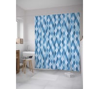 Штора (занавеска) для ванной JoyArty "Пазлы из ромбов" из сатена, 180х200 см с крючками, sc_33957