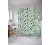 Штора (занавеска) для ванной JoyArty "Клетки для птиц" из сатена, 180х200 см с крючками, sc_60815