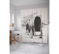 Штора (занавеска) для ванной JoyArty "Повозка вестерн" из сатена, 180х200 см с крючками, sc_37948