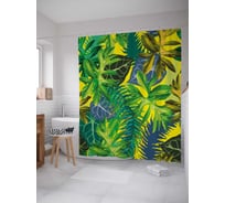 Штора (занавеска) для ванной JoyArty "Флора джунглей" из сатена, 180х200 см с крючками, sc_38858