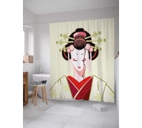 Штора (занавеска) для ванной JoyArty "Японская женщина" из сатена, 180х200 см с крючками, sc_37342