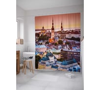 Штора (занавеска) для ванной JoyArty "Ночной Таллин" из сатена, 180х200 см с крючками, sc_37424