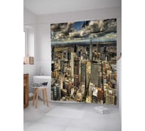 Штора (занавеска) для ванной JoyArty "Урбанизация Нью-Йорка" из сатена, 180х200 см с крючками, sc_37343