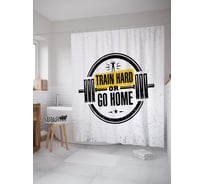 Штора (занавеска) для ванной JoyArty "Жестко тренируйся или вали домой" из сатена, 180х200 см с крючками, sc_39022