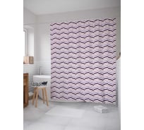 Штора (занавеска) для ванной JoyArty "Волнистые полосы" из сатена, 180х200 см с крючками, sc_34109