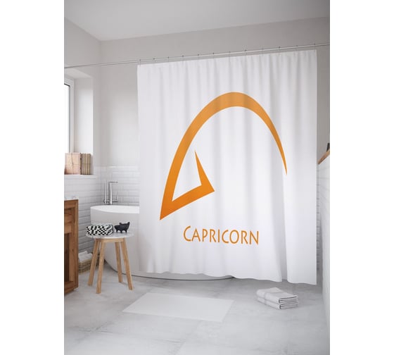 Штора (занавеска) для ванной JoyArty "Условный знак Козерога" из сатена, 180х200 см с крючками, sc_58949 1