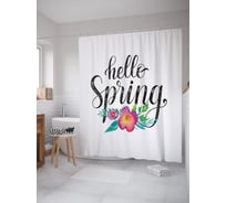 Штора (занавеска) для ванной JoyArty "Встреча весны" из сатена, 180х200 см с крючками, sc_52974