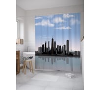 Штора (занавеска) для ванной JoyArty "Отражение высоток Чикаго в Мичигане" из сатена, 180х200 см с крючками, sc_60446