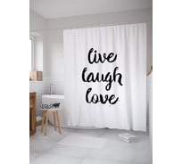 Штора (занавеска) для ванной JoyArty "Позитивная цитата" из сатена, 180х200 см с крючками, sc_53847