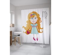 Штора (занавеска) для ванной JoyArty "Малышка Дева в туфельках" из сатена, 180х200 см с крючками, sc_60206