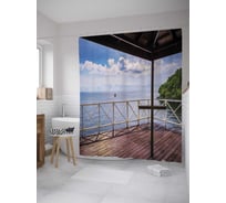 Штора (занавеска) для ванной JoyArty "Веранда под навесом" из сатена, 180х200 см с крючками, sc_34795