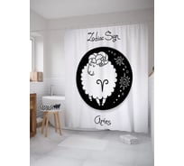 Штора (занавеска) для ванной JoyArty "Знак зодиака Овен" из сатена, 180х200 см с крючками, sc_58986