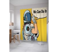 Штора (занавеска) для ванной JoyArty "Мотивирующий космонавт" из сатена, 180х200 см с крючками, sc_41383