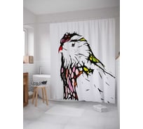 Штора (занавеска) для ванной JoyArty "Мозаичная птица" из сатена, 180х200 см с крючками, sc_37352
