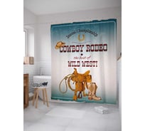 Штора (занавеска) для ванной JoyArty "Родео на Диком Западе" из сатена, 180х200 см с крючками, sc_37951