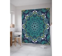 Штора (занавеска) для ванной JoyArty "Восточное кружево" из сатена, 180х200 см с крючками, sc_54038