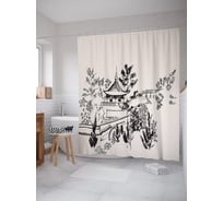 Штора (занавеска) для ванной JoyArty "Графический Китай" из сатена, 180х200 см с крючками, sc_52777