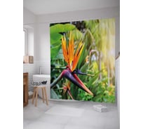 Штора (занавеска) для ванной JoyArty "Стрелитция королевская" из сатена, 180х200 см с крючками, sc_38865