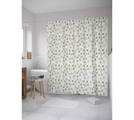 Штора (занавеска) для ванной JoyArty "Пасхальные яйца" из сатена, 180х200 см с крючками, sc_34128 1