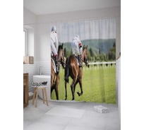 Штора (занавеска) для ванной JoyArty "Конное соревнование" из сатена, 180х200 см с крючками, sc_32792