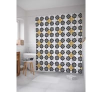 Штора (занавеска) для ванной JoyArty "Геометрия орнаментов" из сатена, 180х200 см с крючками, sc_34137