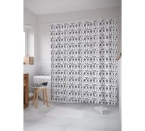 Штора (занавеска) для ванной JoyArty "Растительные горизонтали" из сатена, 180х200 см с крючками, sc_57705