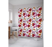 Штора (занавеска) для ванной JoyArty "Тонкости макияжа" из сатена, 180х200 см с крючками, sc_38013