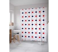 Штора (занавеска) для ванной JoyArty "Двухцветные круги" из сатена, 180х200 см с крючками, sc_34096