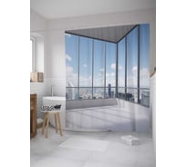 Штора (занавеска) для ванной JoyArty "Пентхаус" из сатена, 180х200 см с крючками, sc_34805