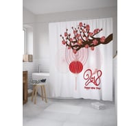 Штора (занавеска) для ванной JoyArty "Японский Новый Год" из сатена, 180х200 см с крючками, sc_59888
