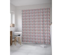 Штора (занавеска) для ванной JoyArty "Цветочный узор ретро" из сатена, 180х200 см с крючками, sc_59684