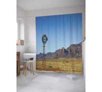 Штора (занавеска) для ванной JoyArty "Ветряк в долине" из сатена, 180х200 см с крючками, sc_39365