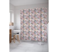 Штора (занавеска) для ванной JoyArty "Легкость цветочных форм" из сатена, 180х200 см с крючками, sc_57780