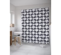 Штора (занавеска) для ванной JoyArty "Трафарет роз" из сатена, 180х200 см с крючками, sc_59117