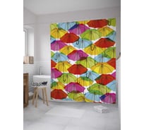 Штора (занавеска) для ванной JoyArty "Множество зонтов" из сатена, 180х200 см с крючками, sc_32654
