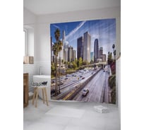 Штора (занавеска) для ванной JoyArty "Большой Лос-Анджелес" из сатена, 180х200 см с крючками, sc_32740