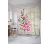 Штора (занавеска) для ванной JoyArty "Розы и шалфей" из сатена, 180х200 см с крючками, sc_39835