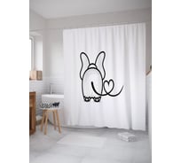 Штора (занавеска) для ванной JoyArty "Хвостик сердечком" из сатена, 180х200 см с крючками, sc_53931