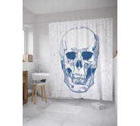 Штора (занавеска) для ванной JoyArty "Классический череп" из сатена, 180х200 см с крючками, sc_32328
