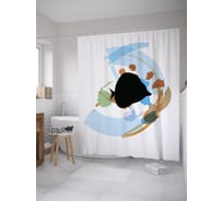 Штора (занавеска) для ванной JoyArty "Камбала абстракция" из сатена, 180х200 см с крючками, sc_55063