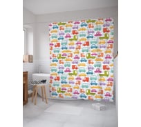 Штора (занавеска) для ванной JoyArty "Едут и дымят" из сатена, 180х200 см с крючками, sc_53501