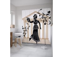 Штора (занавеска) для ванной JoyArty "Гречанка с амфорой" из сатена, 180х200 см с крючками, sc_39512