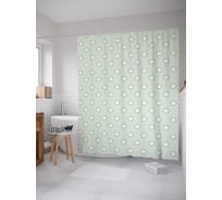 Штора (занавеска) для ванной JoyArty "Точки вокруг гороха" из сатена, 180х200 см с крючками, sc_34094
