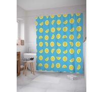 Штора (занавеска) для ванной JoyArty "Лимонный витамин" из сатена, 180х200 см с крючками, sc_34730