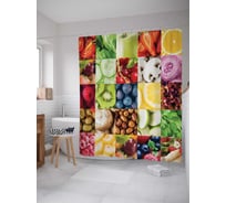 Штора (занавеска) для ванной JoyArty "Витаминный рай" из сатена, 180х200 см с крючками, sc_32030