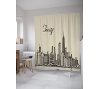 Штора (занавеска) для ванной JoyArty "Чикаго ретро" из сатена, 180х200 см с крючками, sc_60439
