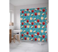 Штора (занавеска) для ванной JoyArty "Яблочные половинки" из сатена, 180х200 см с крючками, sc_52711