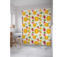 Штора (занавеска) для ванной JoyArty "Ягодный коктейль" из сатена, 180х200 см с крючками, sc_47782