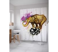Штора (занавеска) для ванной JoyArty "Цирковой слон" из сатена, 180х200 см с крючками, sc_37313