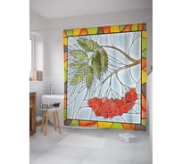Штора (занавеска) для ванной JoyArty "Мозаика рябины" из сатена, 180х200 см с крючками, sc_58571